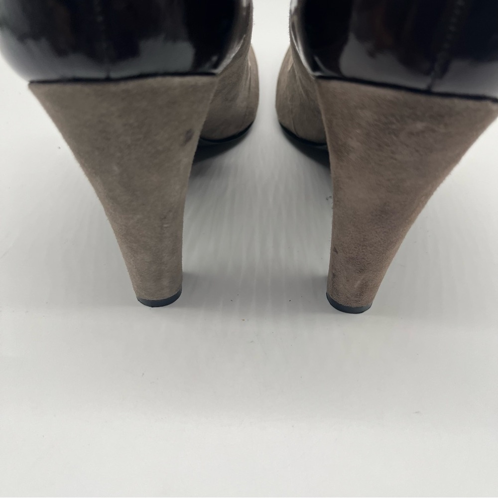 Nine West Taupe Suede & Dark Brown Patent Mary Jane Heels Women’s Size 10.5M - Picture 10 of 16